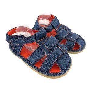 Total Baby Sandals Rubber Sole Denim Fisherman Hook & Loop US Size 9-12 Months